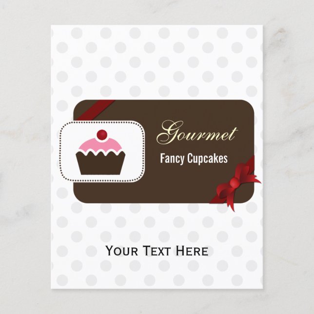 Prospectus 11,4 Cm X 14,2 Cm mignon rouge Chic Cupcake Business Flyers (Devant)