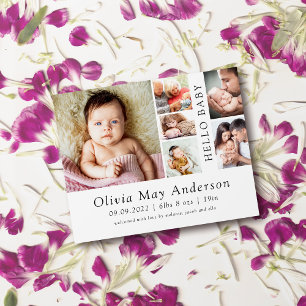 Prospectus 11,4 Cm X 14,2 Cm Minimaliste 6 Photo Hello Baby Faire-part de naiss