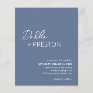 Prospectus 11,4 Cm X 14,2 Cm Minimum Dusty Blue Moderne Budget Mariage Invitati