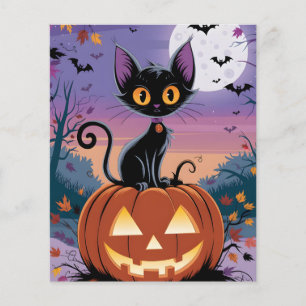 Prospectus 11,4 Cm X 14,2 Cm Minuit, le chat noir et la citrouille