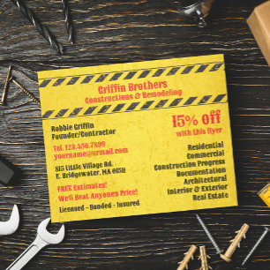 Prospectus 11,4 Cm X 14,2 Cm Modèle de brochure de services de construction