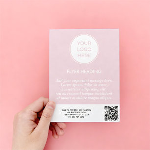 Prospectus 11,4 Cm X 14,2 Cm Modèle de flyer de code QR de logo rose pour les e