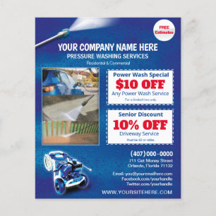 Prospectus 11,4 Cm X 14,2 Cm Modèle de Flyer de Nettoyage à Haute Pression