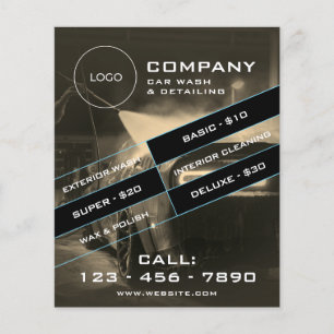 Prospectus 11,4 Cm X 14,2 Cm Modern automotive cleaning flyer