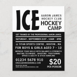 Prospectus 11,4 Cm X 14,2 Cm Modern Bold, Hockey Camp Advertising Flyer