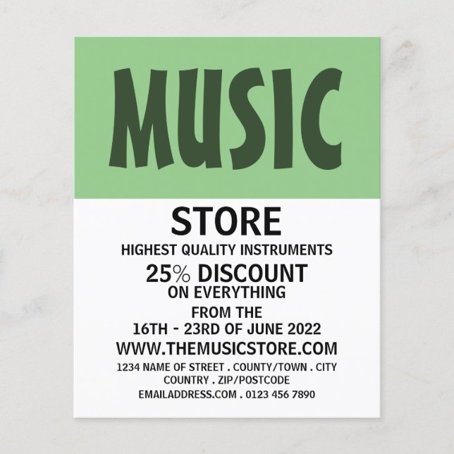Prospectus 11,4 Cm X 14,2 Cm Modern Bold, magasin d'instruments de musique (Devant)
