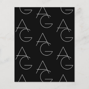 Prospectus 11,4 Cm X 14,2 Cm Moderne 2 Initiales Motif   Noir & Blanc