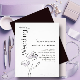 Prospectus 11,4 Cm X 14,2 Cm Moderne Floral bouché Dusty Plum Faire-part de mar