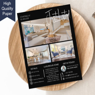 Prospectus 11,4 Cm X 14,2 Cm Moderne Open House Juste Listé Flyer Immobilier