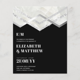 Prospectus 11,4 Cm X 14,2 Cm MOINS BUDGET Black Silver Mariage FLYER