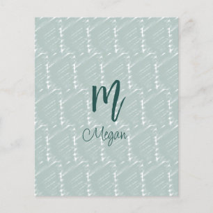 Prospectus 11,4 Cm X 14,2 Cm monogramme de nom pastel bleu gris aquarelle boho