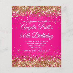 Prospectus 11,4 Cm X 14,2 Cm Monogramme Fantaisie Ombré Rose Chaud Paillettes D