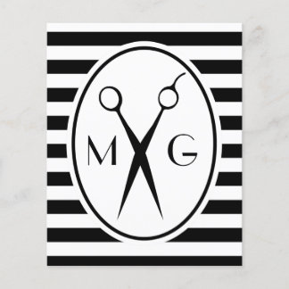 Prospectus 11,4 Cm X 14,2 Cm Monogramme Initiales Ciseaux Coiffeur Barbier Salo