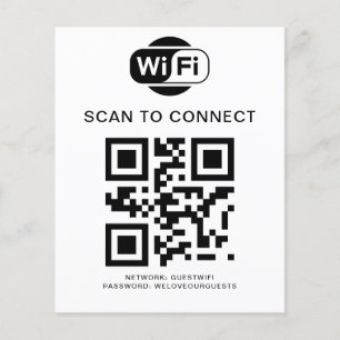 Prospectus 11,4 Cm X 14,2 Cm Mot de passe Wifi   Analyse du code QR pour se con