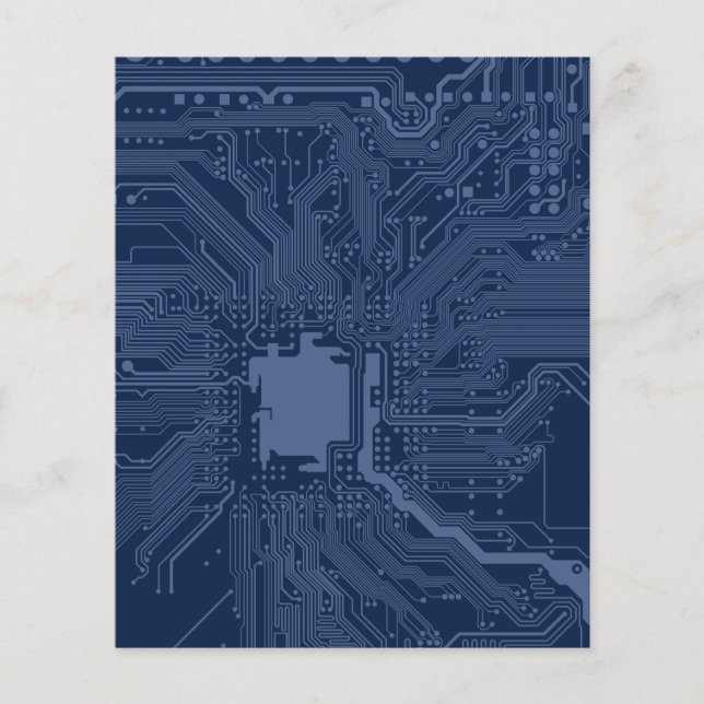 Prospectus 11,4 Cm X 14,2 Cm Motif de circuit Geek bleu (Devant)