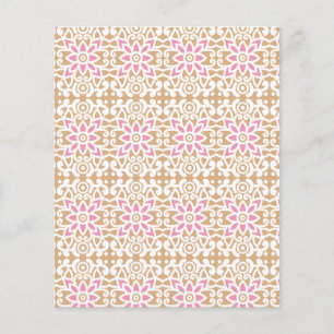 Prospectus 11,4 Cm X 14,2 Cm motif de fleurs rose et blanche sur un dos brun