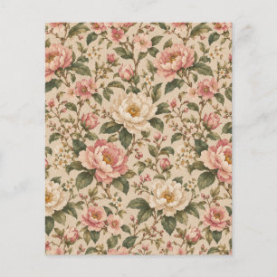 Prospectus 11,4 Cm X 14,2 Cm Motif de jardin de pivoines et de roses romantique