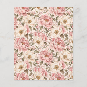 Prospectus 11,4 Cm X 14,2 Cm Motif de pivoines fleuries vintage