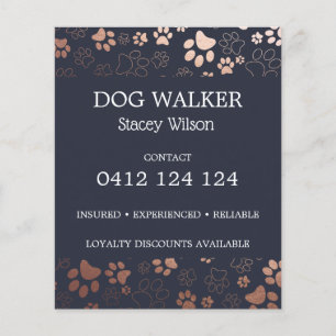 Prospectus 11,4 Cm X 14,2 Cm Motif Empreinte de patte Dog Walker Business