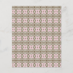 Prospectus 11,4 Cm X 14,2 Cm motif rose et marron sur un arrière - plan blanc