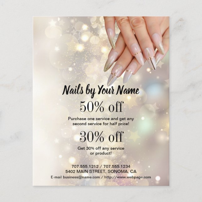Prospectus 11,4 Cm X 14,2 Cm nail artist business personalized flyer (Devant)