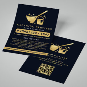 Prospectus 11,4 Cm X 14,2 Cm Navy & Gold House Cleaning Services QR Code