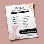 Prospectus 11,4 Cm X 14,2 Cm Nettoyage de la maison Vintage Floral<br><div class="desc">Nettoyage Maison Vintage Floral Service de ménage Floride Flyers.</div>