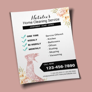 Prospectus 11,4 Cm X 14,2 Cm Nettoyage de maison Fleur vintage Entretien ménage