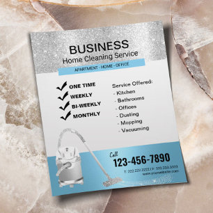 Prospectus 11,4 Cm X 14,2 Cm Nettoyage de maison moderne Blue & Silver