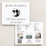 Prospectus 11,4 Cm X 14,2 Cm Nettoyage des domestiques QR Code Sparkling Busine<br><div class="desc">Maid Cleaning Service" carte de visite avec un code QR pour un accès pratique au service. Un design étincelant et efficace,  parfait pour connecter les clients directement avec les réservations,  les informations et les options de contact grâce à un balayage rapide.</div>