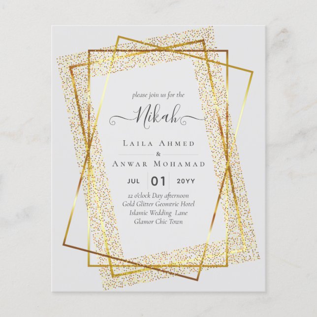 Prospectus 11,4 Cm X 14,2 Cm NIKAH - Invitations BUDGÉTAIRES - Cadre Parties sc (Devant)