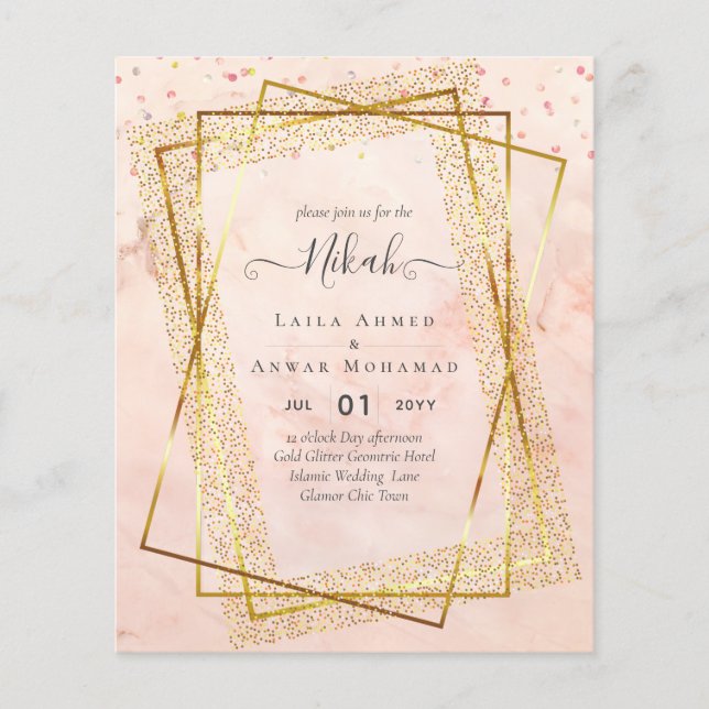 Prospectus 11,4 Cm X 14,2 Cm NIKAH - Invitations BUDGÉTAIRES - Cadre Parties sc (Devant)