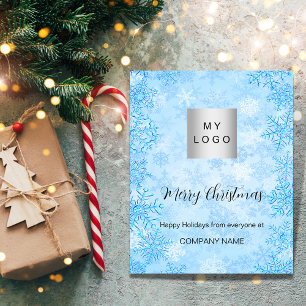 Prospectus 11,4 Cm X 14,2 Cm Noël bleu hiver neige entreprise QR Instagram