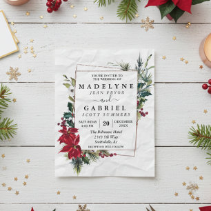 Prospectus 11,4 Cm X 14,2 Cm Noël Hiver Élégant Poinsettia Mariage noir