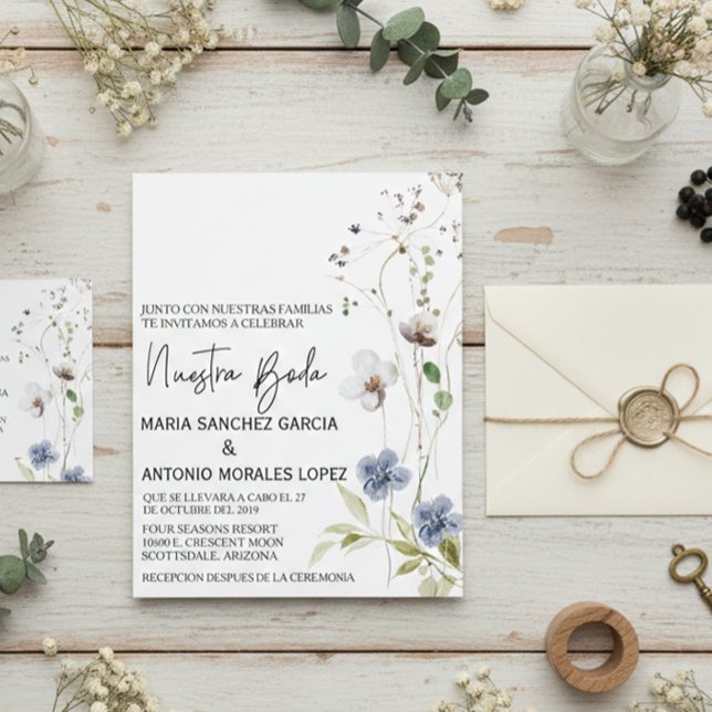 Prospectus 11,4 Cm X 14,2 Cm Noël Mariage Fleur Espagnol Nuestra Boda   (Créateur téléchargé)