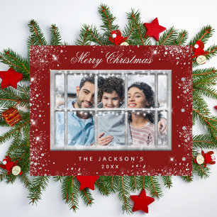 Prospectus 11,4 Cm X 14,2 Cm Noël rouge argent fenêtre photo budget