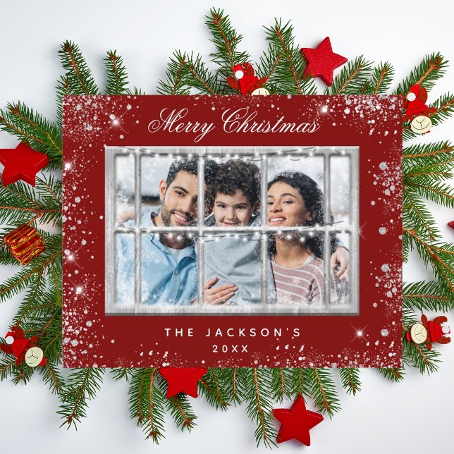 Prospectus 11,4 Cm X 14,2 Cm Noël rouge argent fenêtre photo budget (Créateur téléchargé)