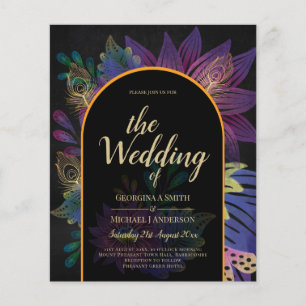 Prospectus 11,4 Cm X 14,2 Cm Noir Peacock Jewel Tones Floral Mariage
