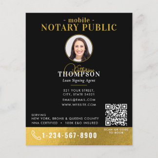 Prospectus 11,4 Cm X 14,2 Cm Notary Signing Agent Black Gold Photo QR Code