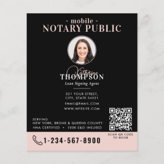 Prospectus 11,4 Cm X 14,2 Cm Notary Signing Agent Black Pink Photo QR Code