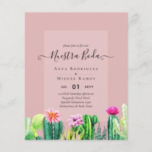 Prospectus 11,4 Cm X 14,2 Cm Notre Mariage CACTI Fête Invitation de Mariage Esp