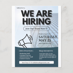 Prospectus 11,4 Cm X 14,2 Cm Nous embauchons Flyer, Poste vacant, Flyer d'embau