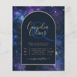 Prospectus 11,4 Cm X 14,2 Cm NUDGET Starry Night Purple Blue Wedding INVITE