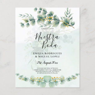 Prospectus 11,4 Cm X 14,2 Cm Nuesta Boda Faire-part de mariage Or de verdure