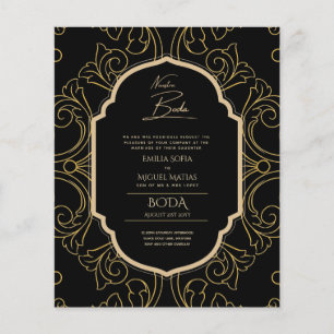 Prospectus 11,4 Cm X 14,2 Cm Nuestra Boda GOLD Frame Spanish Wedding INVITE