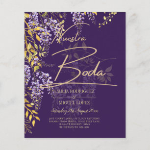 Prospectus 11,4 Cm X 14,2 Cm Nuestra Boda Lilac Mariage Wisteria Invitation esp