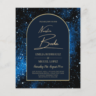 Prospectus 11,4 Cm X 14,2 Cm NUESTRA BODA Starry Night Marine Blue Gold INVITAT
