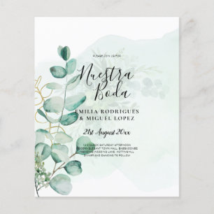 Prospectus 11,4 Cm X 14,2 Cm NUESTRA BODA Verdure Faire-part de mariage espagno