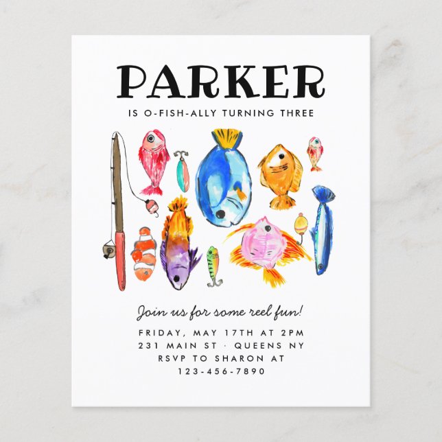 Prospectus 11,4 Cm X 14,2 Cm O-Fish-al Reel Rustique pas cher Pêche amusante An (Devant)