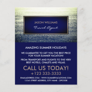 Prospectus 11,4 Cm X 14,2 Cm Ocean Blue, agent de voyage Circulaire publicitair